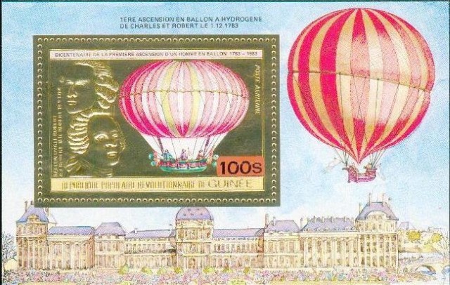 Timbre - Le premier vol à bord d'un ballon à gaz - 1er décembre 1783.