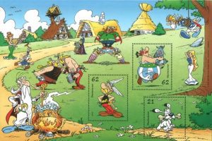 Bloc de timbre - Le village d'Astérix et Obelix.