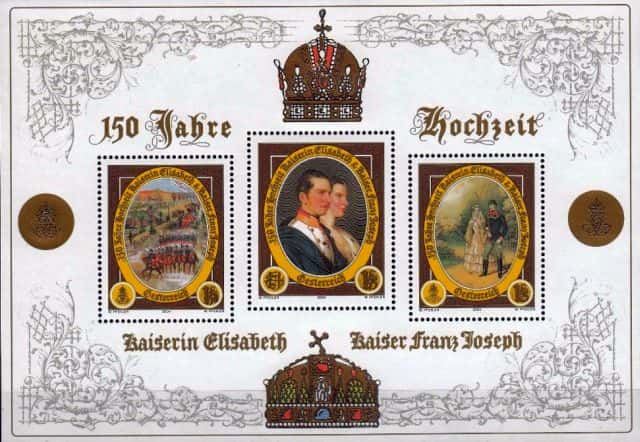 Timbres - 150eme anniversaire du Mariage d’Elisabeth et François-Joseph.
