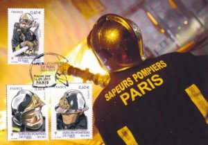 Timbres- La brigade des Sapeurs-pompiers de Paris en action.