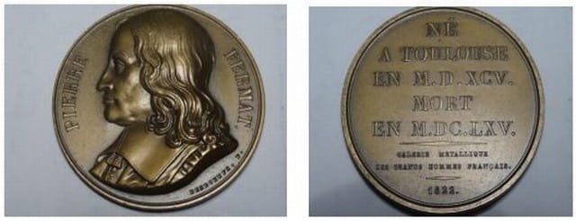 Médaille de la Monnaie de Paris de 1822 représentant Pierre de Fermat.