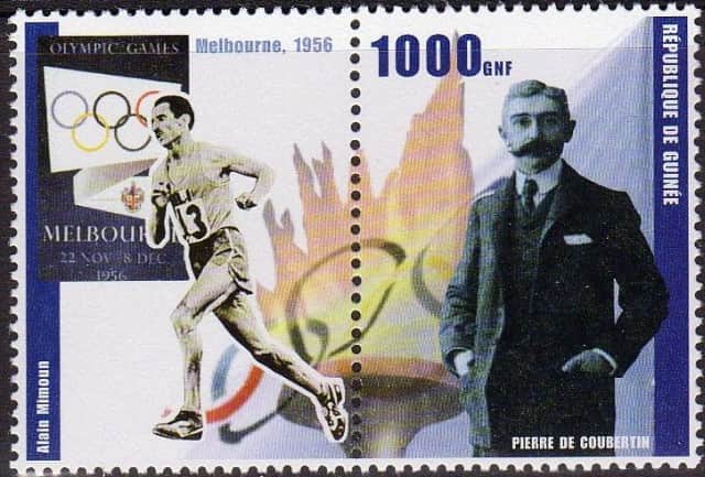 Timbre - Alain Mimoun et Pierre de Coubertin.