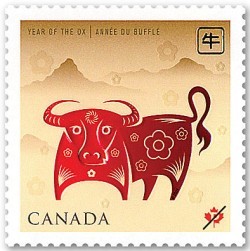 Le timbre canadien de l’année du Boeuf.
