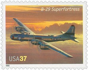Timbre - Le bombardier Boeing B-29 Superfortress utilisé par les États-Unis pendant la Seconde Guerre mondiale..