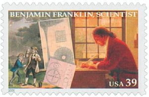 Timbre - Benjamin Franklin un passionné d’expériences scientifiques.