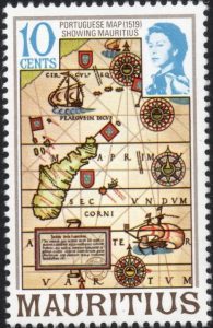 Timbre - Carte Portugaise de l'île Maurice en 1519.