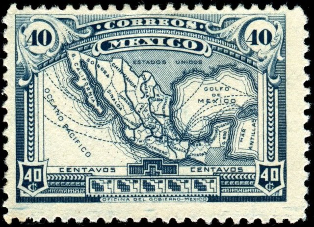 Timbre - La carte du Mexique.