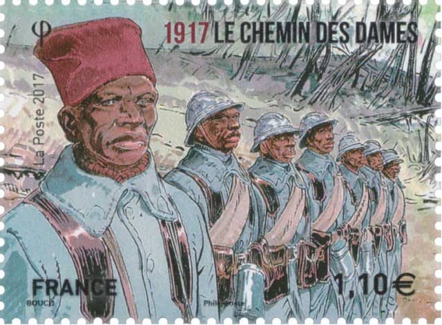 Timbres - Les Artilleurs Sénegalais du Chemin des Dames en 1917.