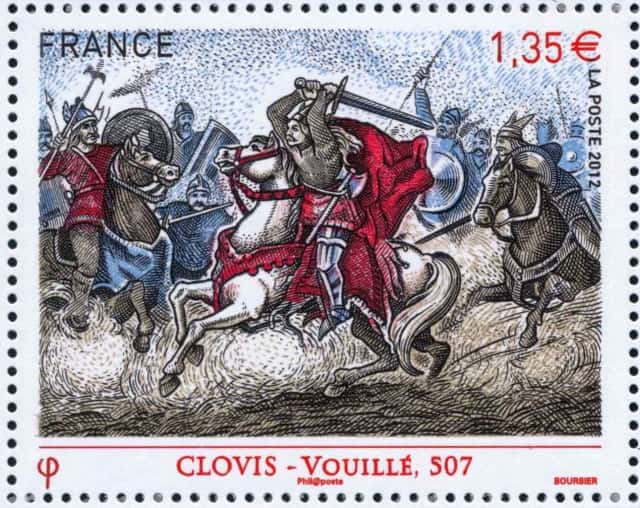 Timbre - Clovis la Bataille de Vouillé en 507.
