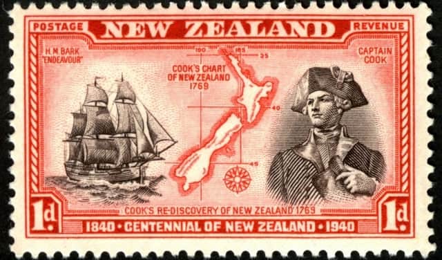 Timbre - James Cook découvre la Nouvelle-Zélande.