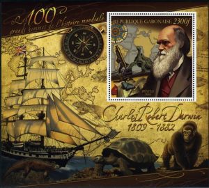 Timbres - Les grands hommes: Charles Darwin 1809-1882.