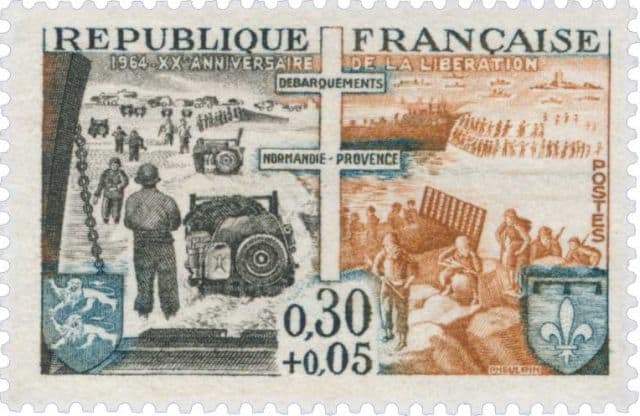 Timbre - Débarquement allié en Normandie et Provence - XXeme anniversaire de la Libération.