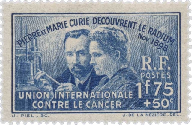 Timbre - Pierre et Marie Curie découvre le radium en 1898.