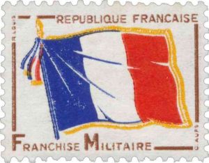 Timbre Franchise militaire - Le drapeau bleu blanc rouge.