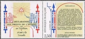 Timbre - La déclaration des droits de l'homme et du citoyen de 1789.