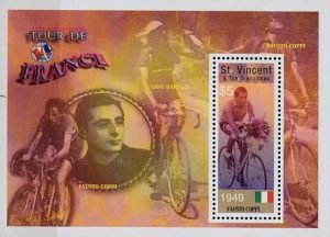Timbre - Fausto Coppi, double vainqueur du tour de france en 1949 et 1952.