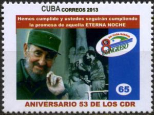 Timbre - Fidel Castro et Les Comités de défense de la révolution CDR.