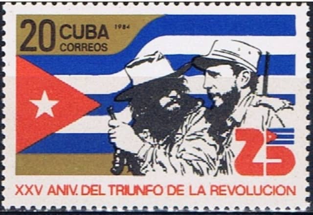 Timbre - La Revolution Cubaine - Ernesto Che Guevara  et Fidel Castro.