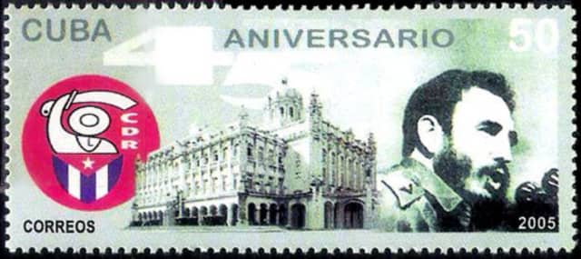 Timbre - Fidel castro et le Palais Présidentiel à la Havanne.