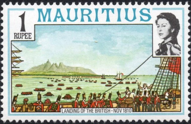 Timbres - Les anglais débarquent sur l'île Maurice en 1810.