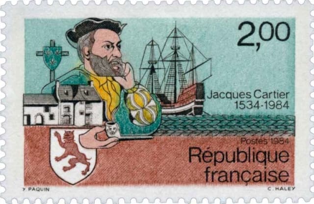 Timbre -  450e anniversaire du Ier voyage de Jacques Cartier au Canada.