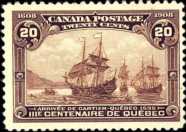 Timbre - Arrivé de Jacques Cartier au Québec en 1535.