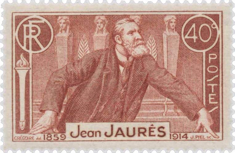 Timbre - 22e anniversaire de la mort de Jean Jaurès (1859-1914).