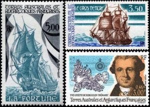 Timbres - La fortune et Le Gros Ventre les bateaux d'Yves Joseph de Kerguelen de Trémarec.