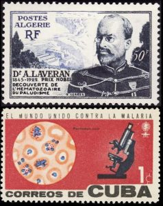 Timbres - Laveran découvre en 1880 le parasite responsable du paludisme.
