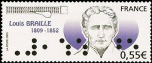 Timbre émis pour le 200ème anniversaire de la naissance de Louis Braille.