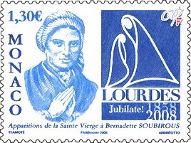 Bernadette soubirous sur le timbre du Jubilé.