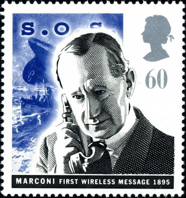 Timbre  - Premiere liaison sans fil par Marconi en 1895.