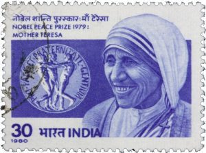 Timbre - Mère Teresa Prix Nobel de la Paix 1979.