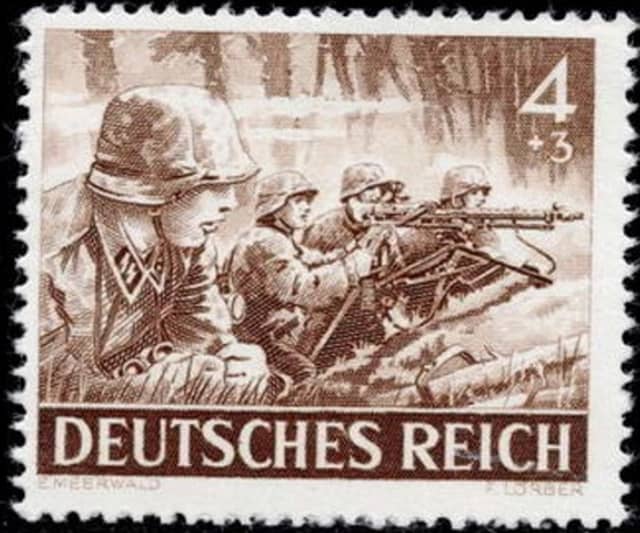 Timbre - Mitrailleurs de la division d'élite de la Wehrmacht Waffen-SS.