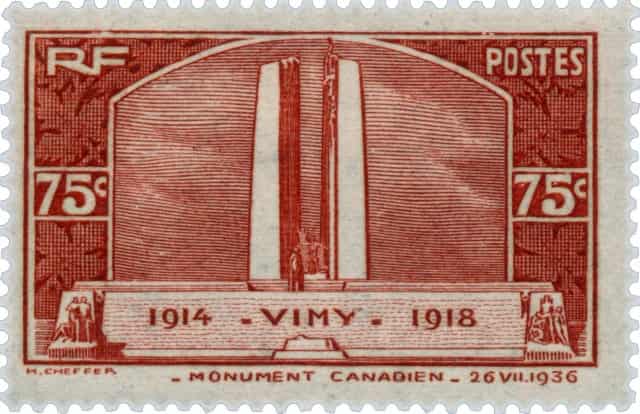 Timbre de 1936 - Vimy Monument canadien 75c.