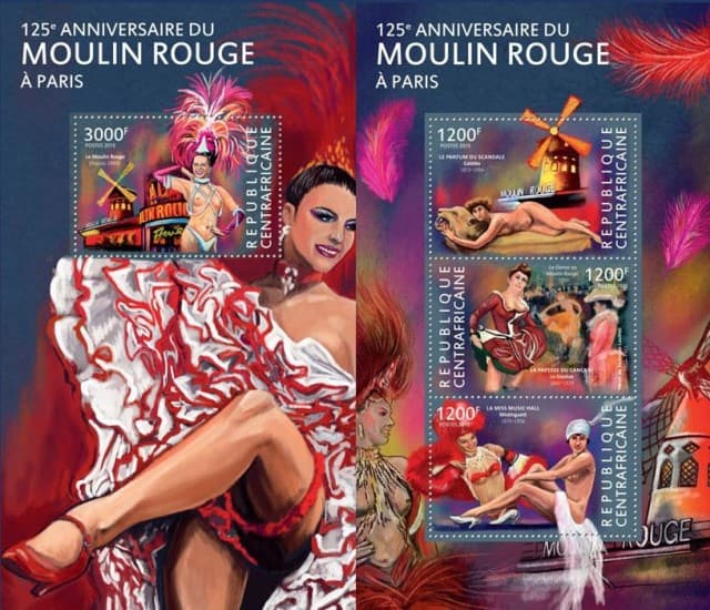 Timbres - Les danseuses du Moulin-Rouge et son célèbre Franch Cancan.