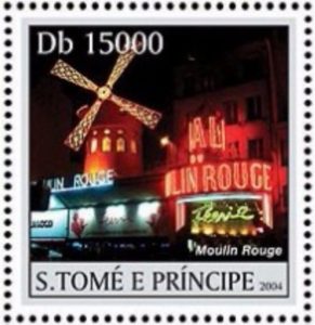 Timbre - Le célèbre cabaret de Paris: le Moulin Rouge.