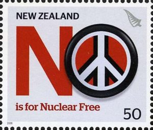 Timbre - La Nouvelle Zélande : l’île du désarmement nucléaire.Nouvelle-Zélande une zone exempte d'armes nucléaires depuis 1987.