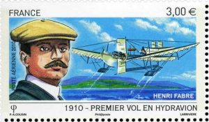 Timbre - 1910 premier vol en Hydravion.