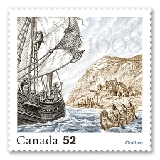 Timbre canadien pour les 400 ans de Québec.