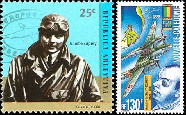 Timbre - Saint Exupéry disparaît en mer avec son avion un Lockheed P-38.