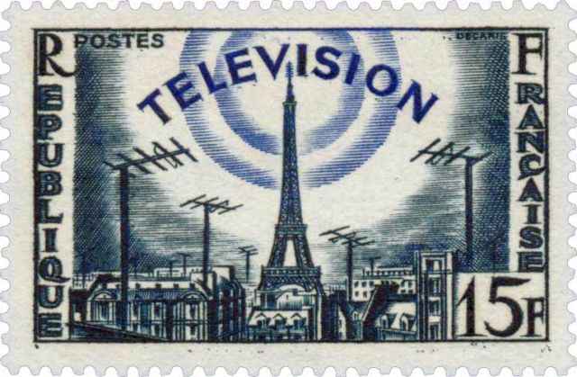 Timbre -  La Télévision transmise  aux antennes de Paris depuis la Tour Eiffel..