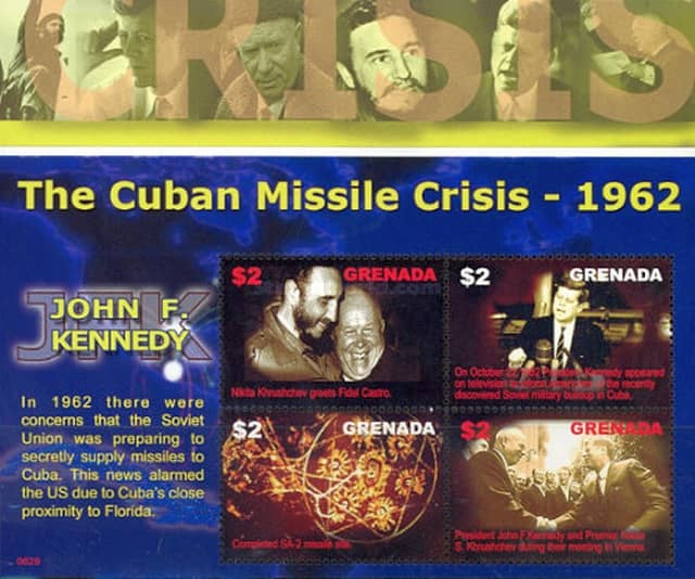 Timbre - la crise des missiles à Cuba  - L'humanité au bord d'un affrontement nucléaire.