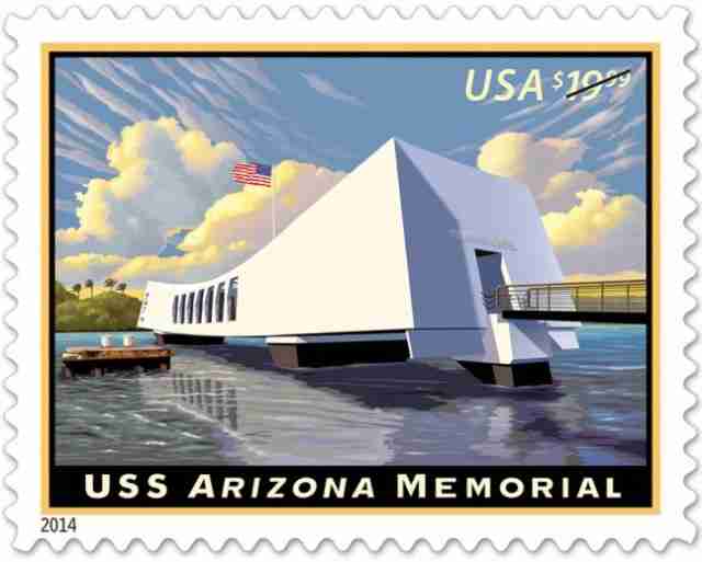 Timbre - Le mémorial de l'USS Arizona.