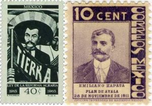timbres- Emiliano Zapata Plan de Ayala 1911.