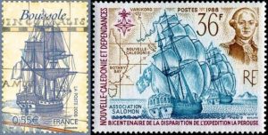Timbres - La Boussole et l'Astrolabes les deux bateaux de l'expédition Lapérouse.