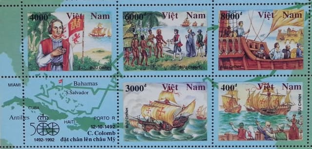 Timbres - Le premier voyage de Christophe Colomb 1492-1493.