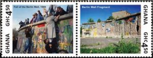 Timbres - peintures et graffitis sur le mur de Berlin.