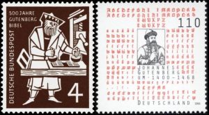 Timbre - Gutenberg révolutionne l'Imprimerie.