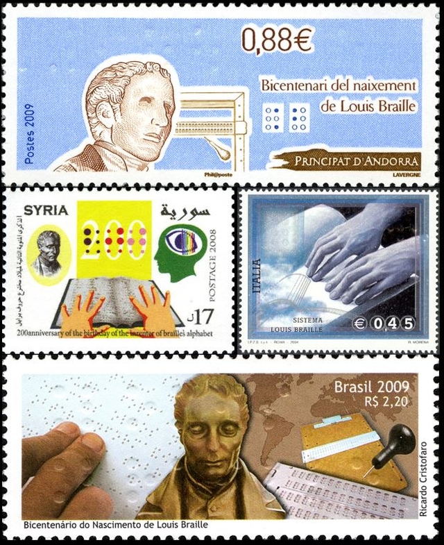 Timbres - Louis Braille inventeur de l'alphabet universel des aveugles.